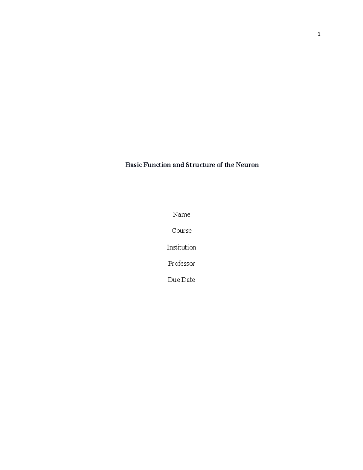 1 Basic Function and Structure of the Neuron - Course Notes - Studocu