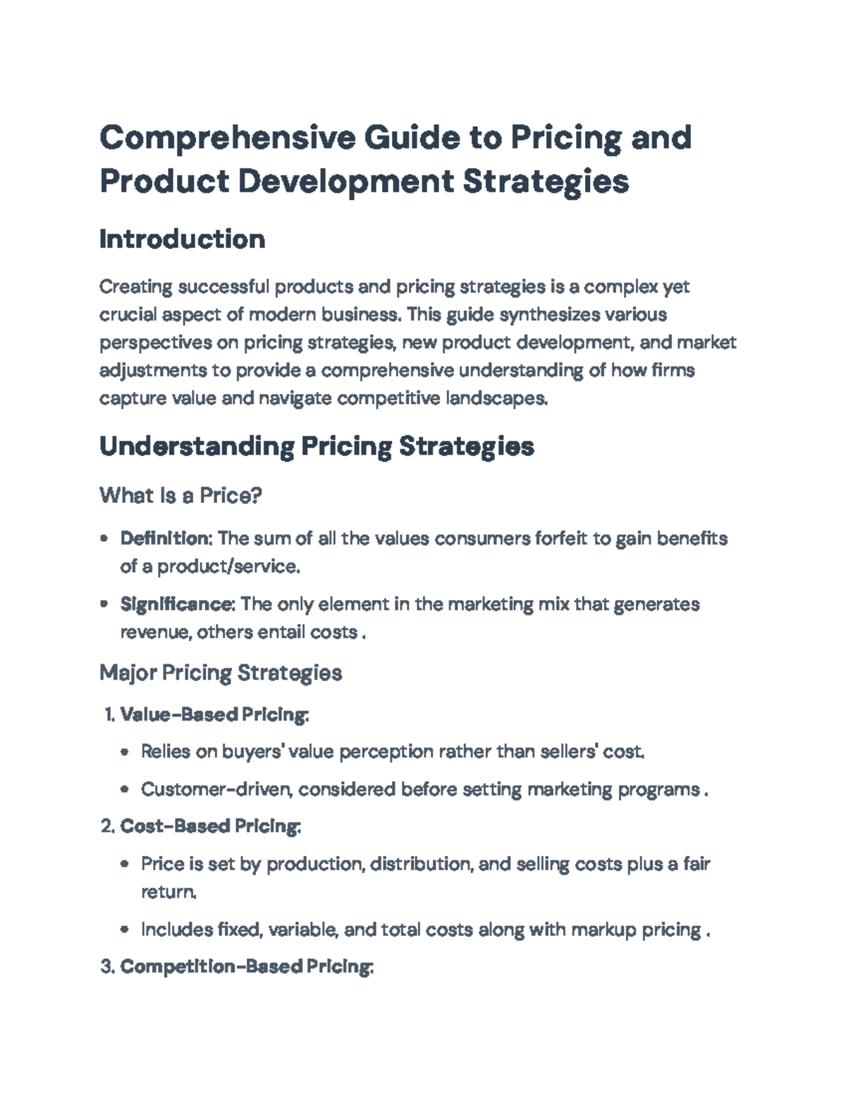 Comprehensive Guide to Pricing Strategies and Product Development ...