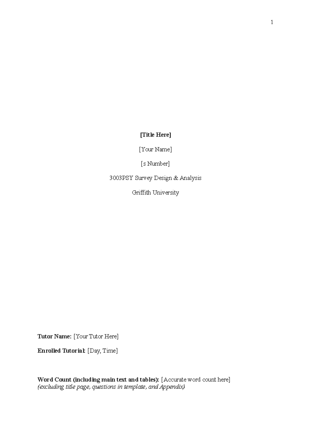 3003PSY Survey Design Analysis Assignment Template - Studocu