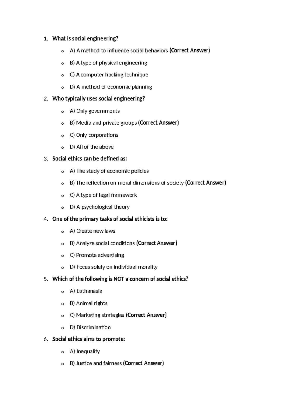 Social Engineering MCQ Review for Course Code SE101 - Studocu