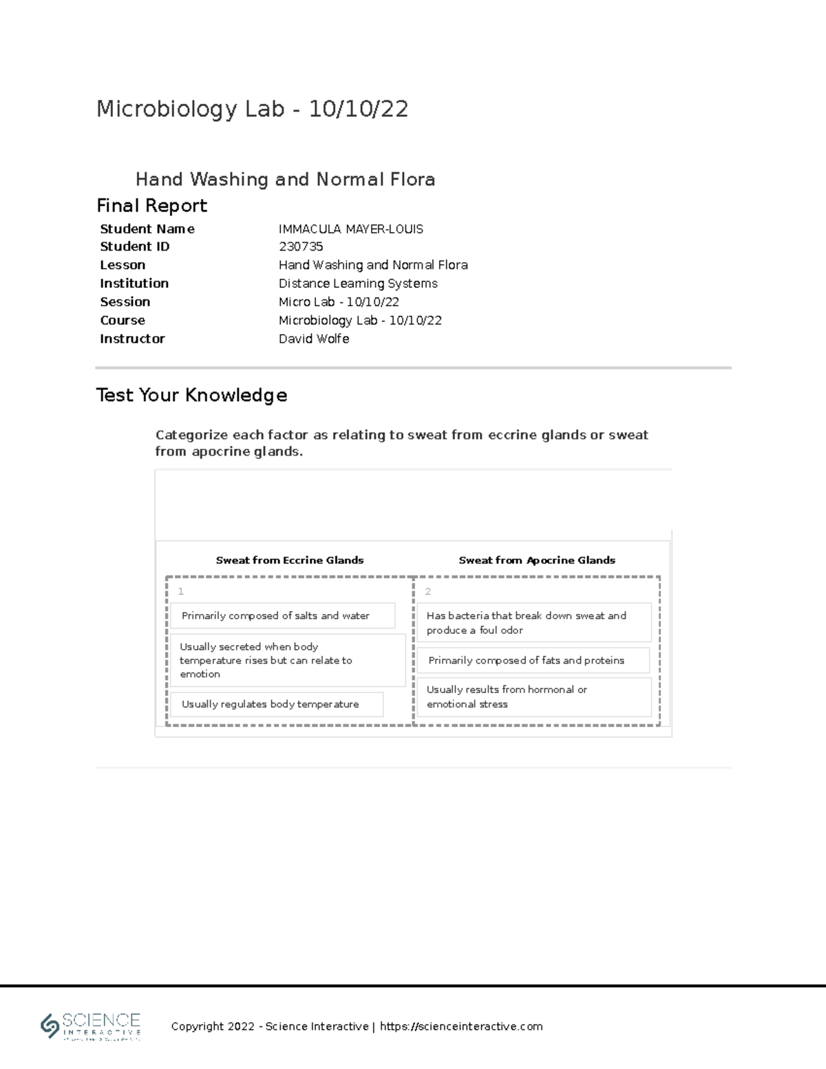 Microbiology Lab 101022 Final Report on Hand Washing and Normal Flora ...