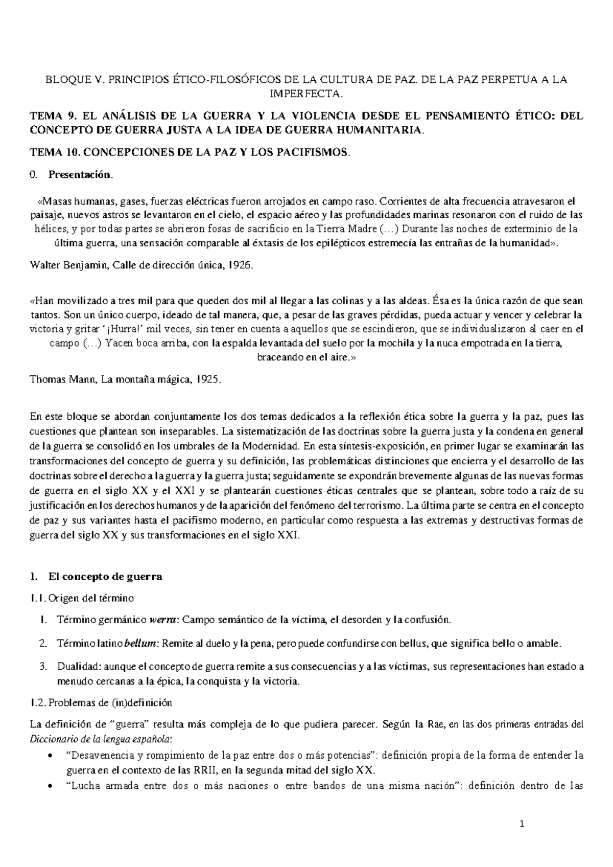 TEMA 9 & 10 - Análisis Ético de la Guerra y la Paz en la Cultura de Paz ...