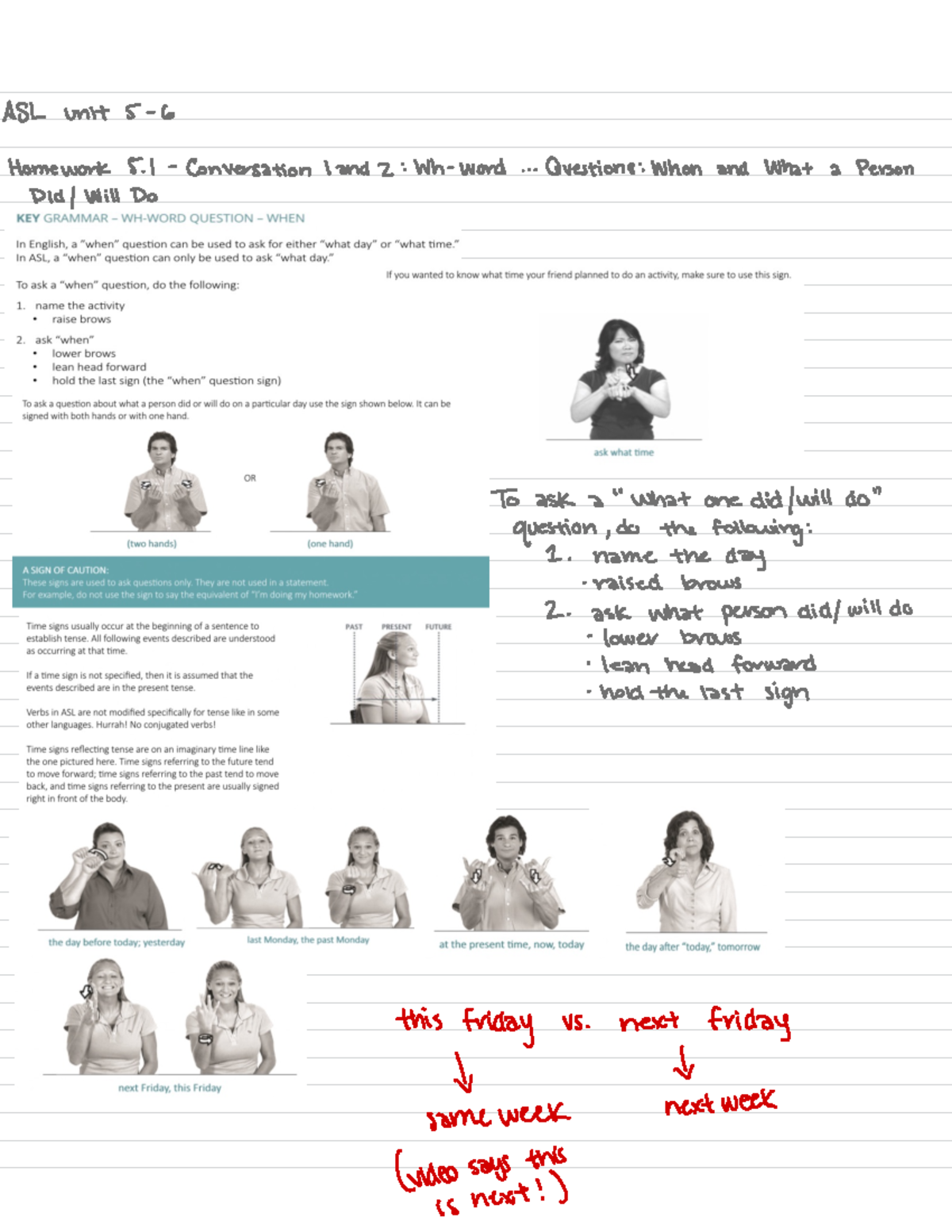 ASL sections 5 + 6 - ASL unit 5- 6 Homework 5. I - Conversation land 2 ...