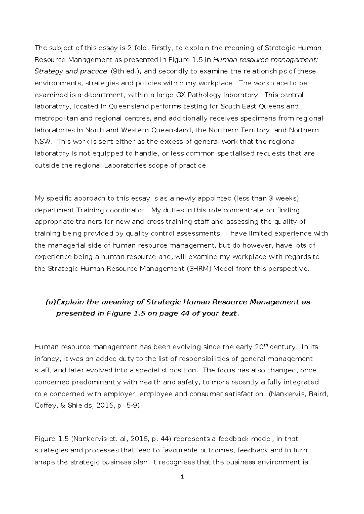 HSM402 Human Resource Management: Strategic Reflection Essay - Studocu