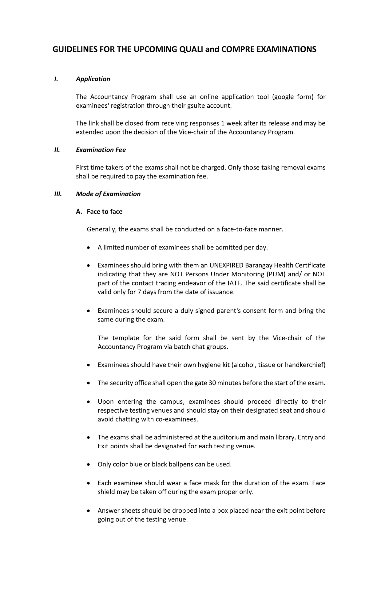 Guidelines for Compre and Qualifying Exams in Accountancy (ACCT101 ...