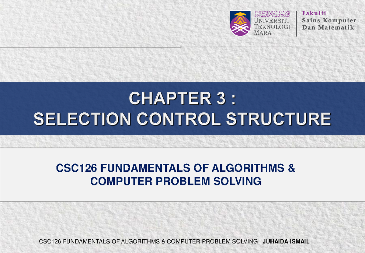 CH3 Selection 2023 - jjnmmnb - CSC126 FUNDAMENTALS OF ALGORITHMS ...