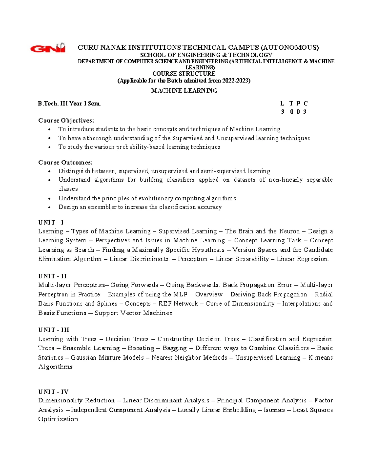 R22 B. Tech. CSE (AI & ML) II Year Syllabus Overview - Studocu