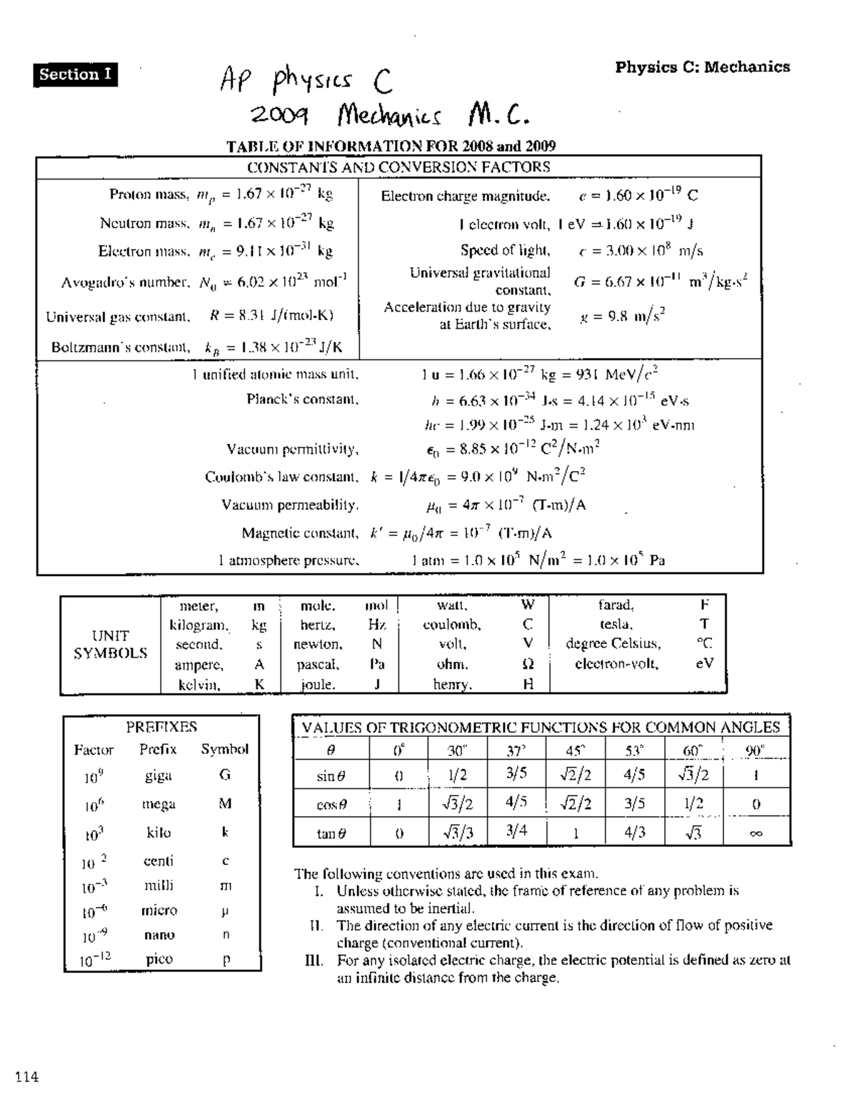 AP Physics C Mechanics Final Exam Multiple Choice Qs 1984 - Studocu