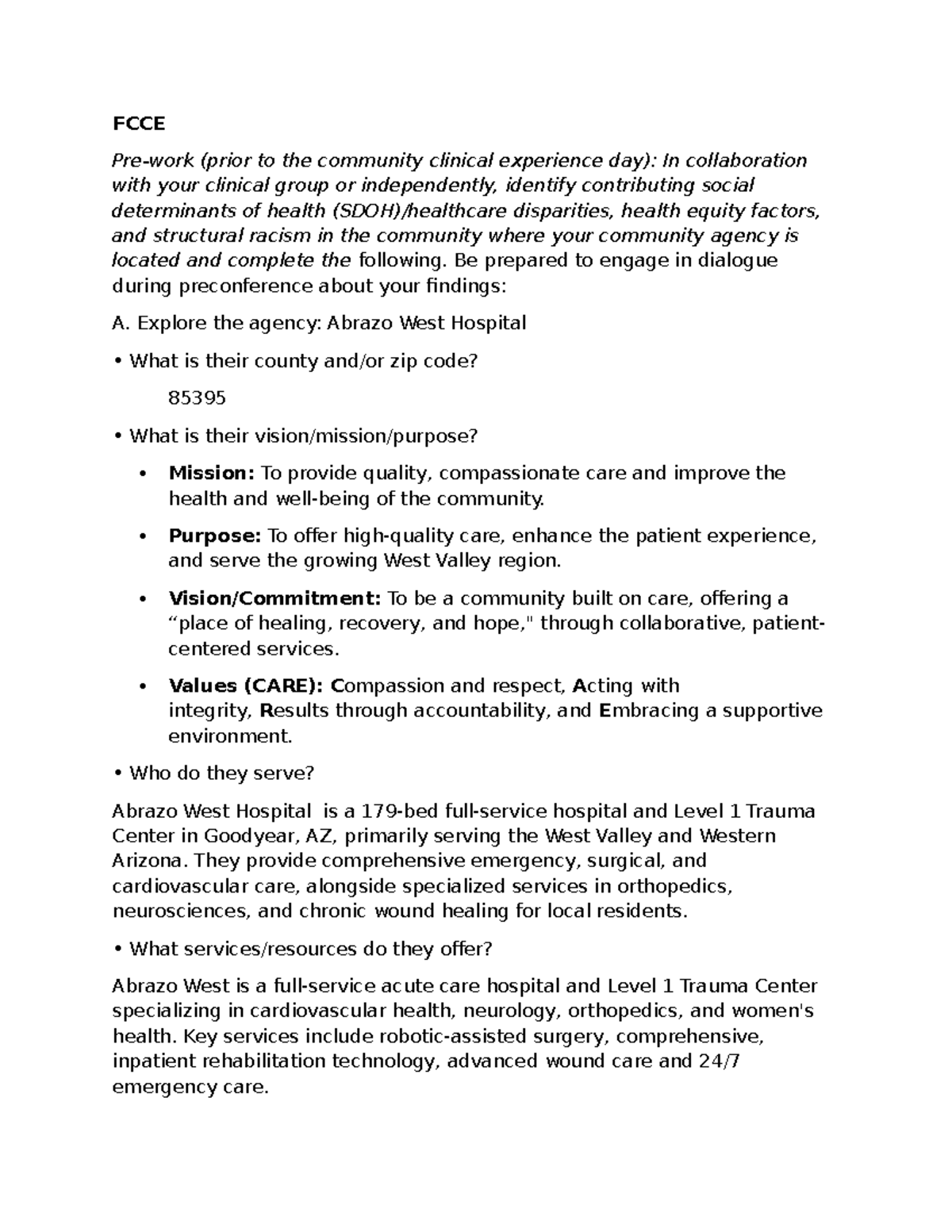 FCCE - Clinical Exploration of Health Disparities in 85395 - Studocu