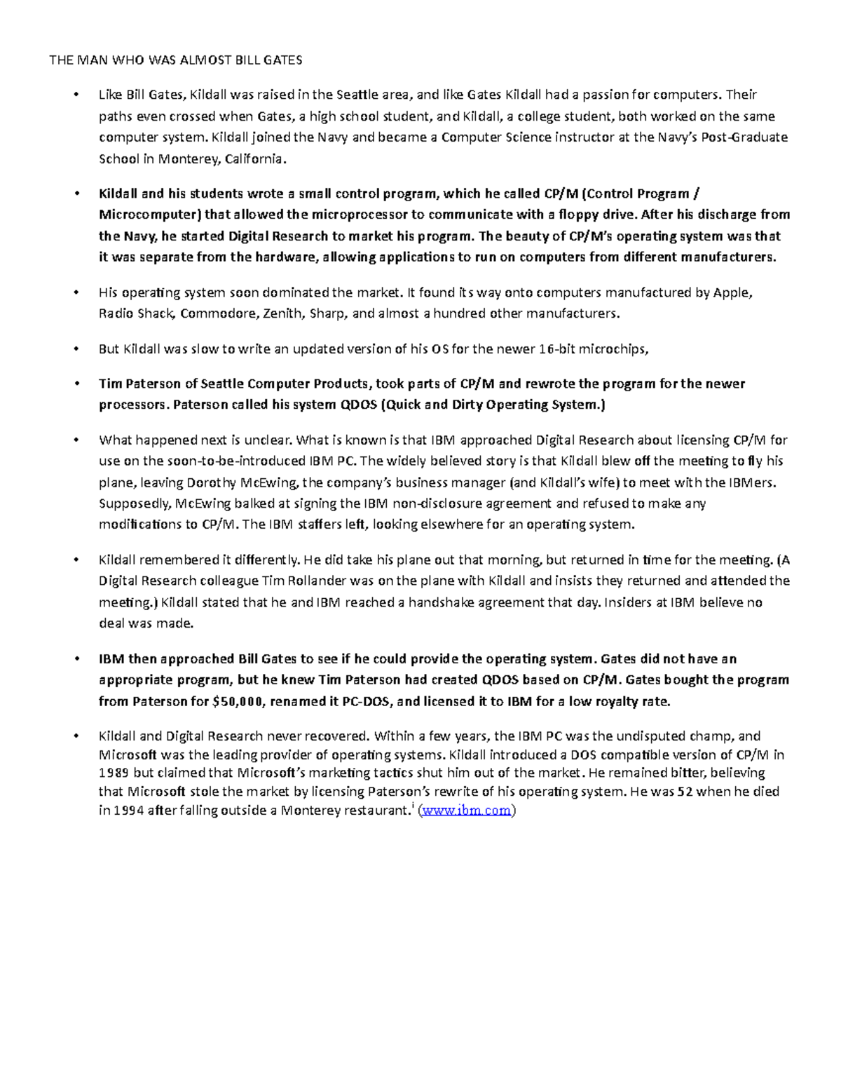 The Legacy of Gary Kildall: The Man Who Was Almost Bill Gates - Studocu