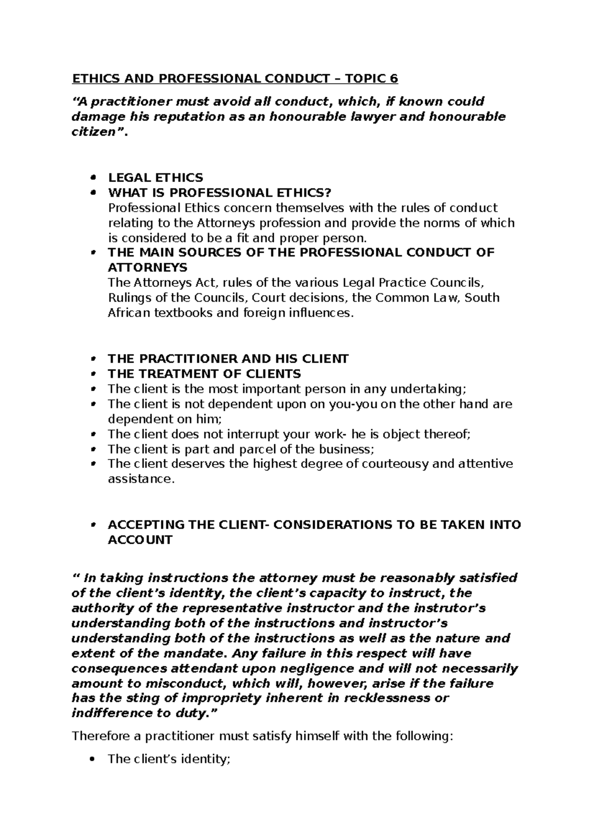 Ethics & Professional Conduct - Insights for Attorneys (LAW 101) - Studocu