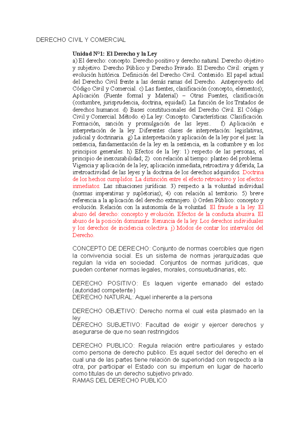 Apuntes de Derecho Civil y Comercial - Unidad: El Derecho y la Ley ...
