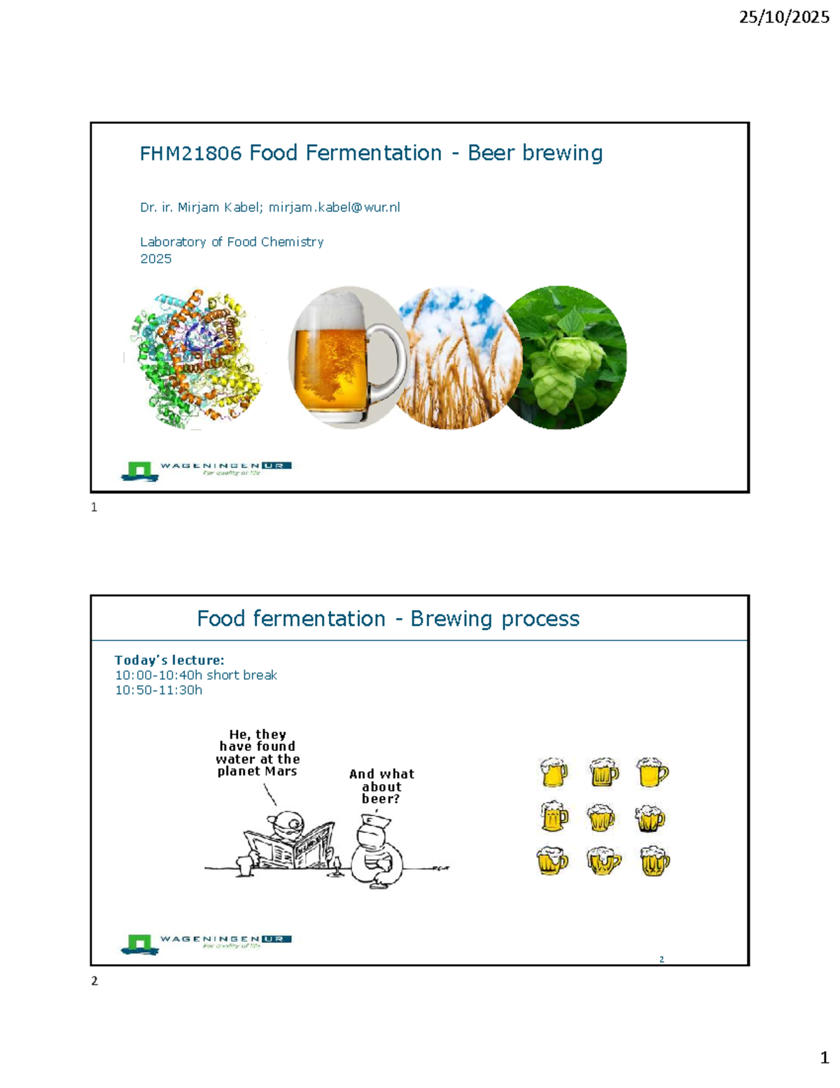 FHM21806 Lecture Notes: Food Fermentation - Beer Brewing - Studeersnel