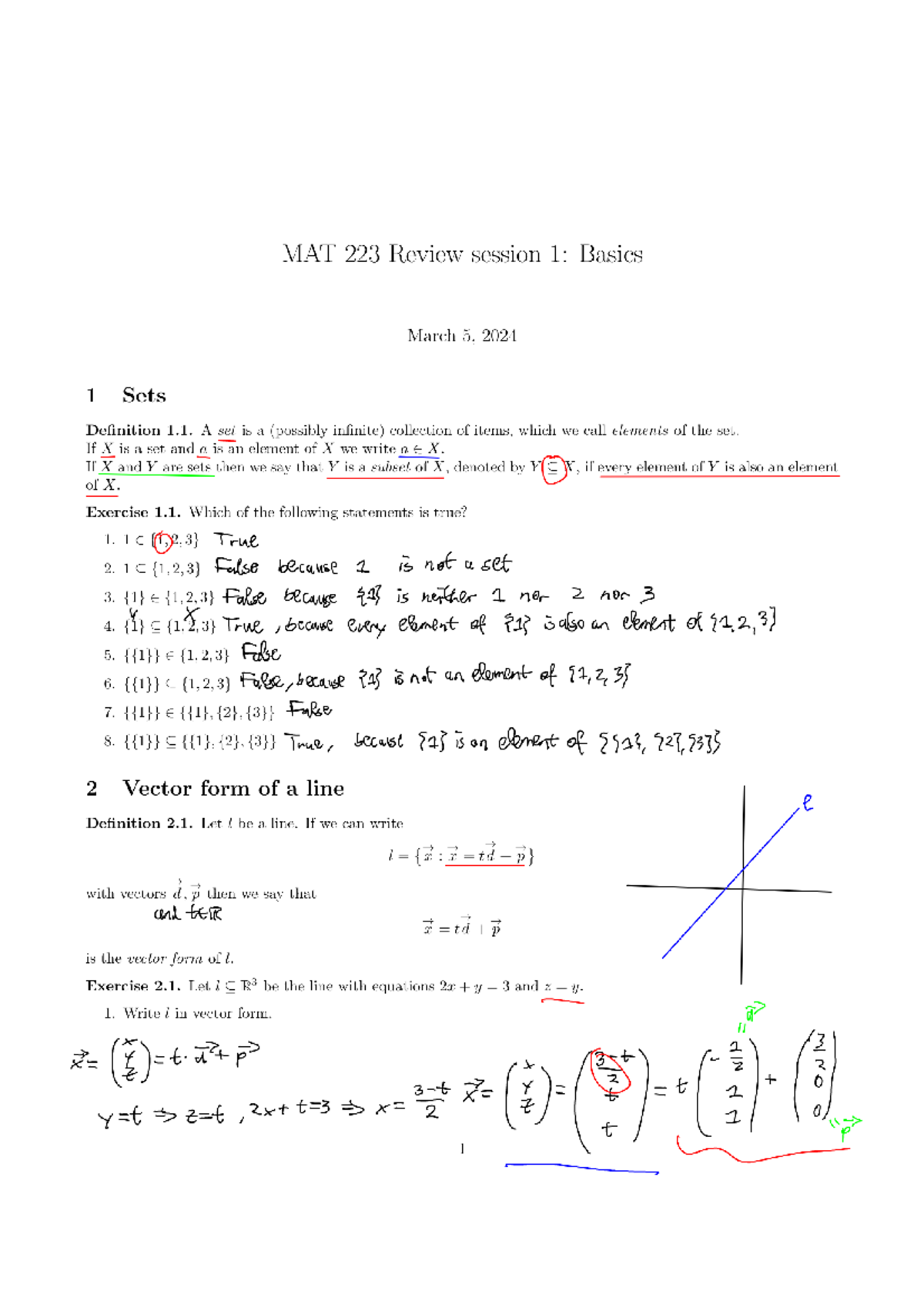 MAT223 Review Session 1 Handout: Key Topics and Solutions - Studocu