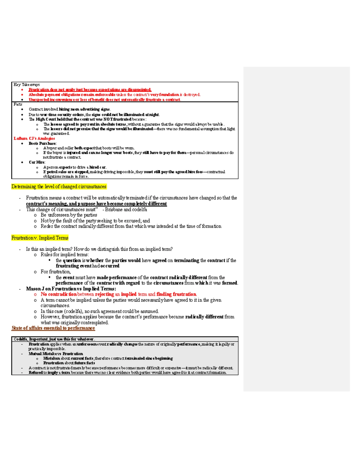 Frustration in Contracts: Notes on Payments & Common Law Approaches ...