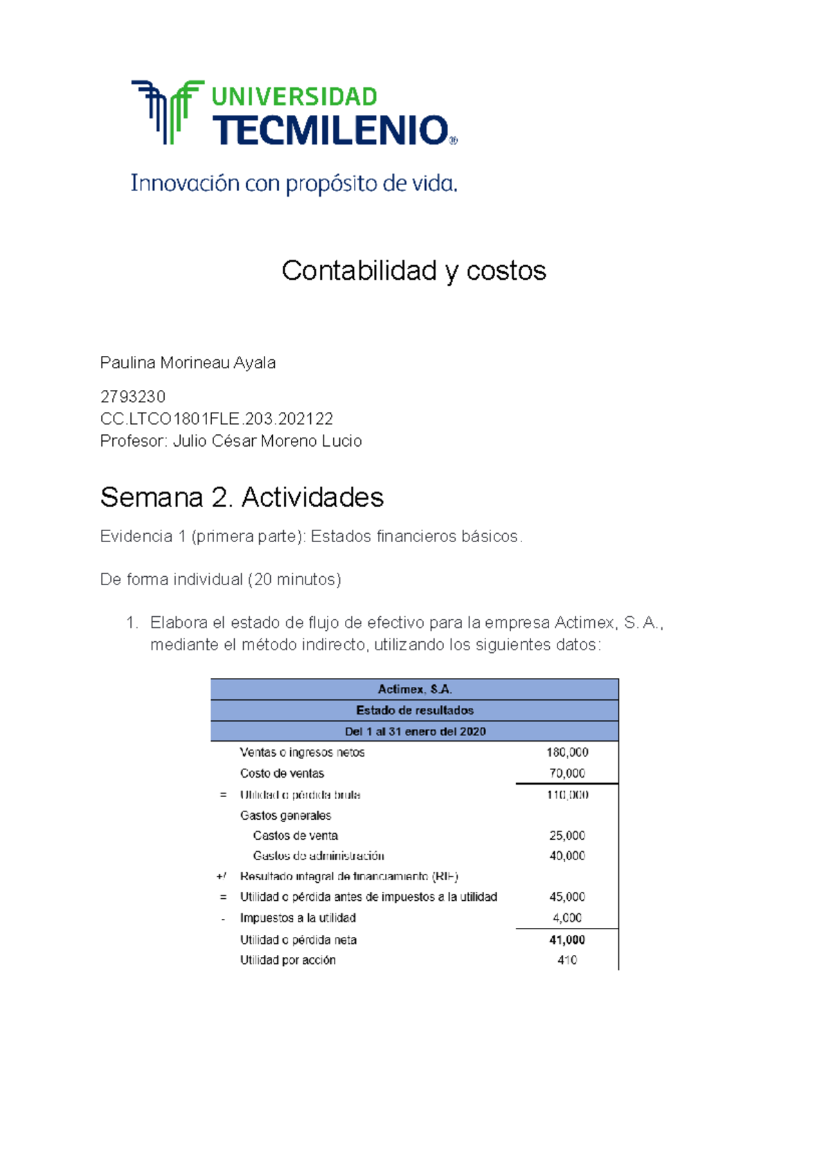 Evidencia 2 (segunda parte): Sistemas de costos de la semana 2 ...