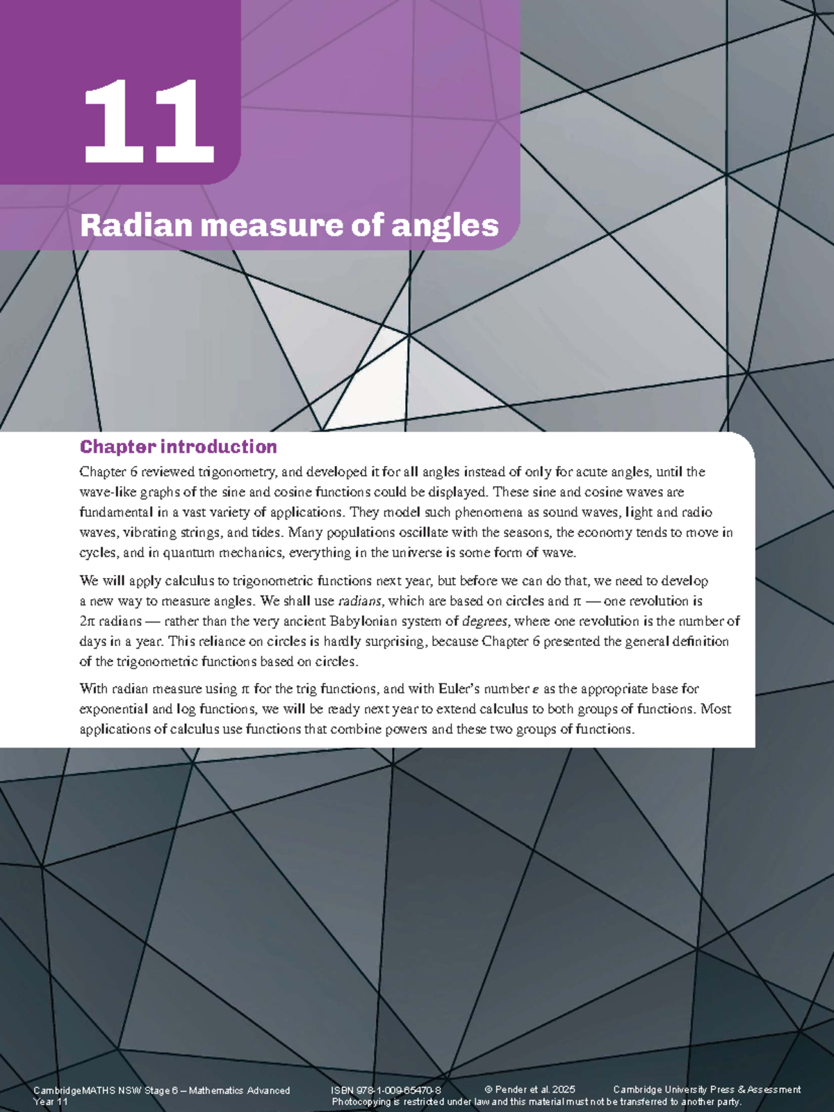 CMS6 Adv112ed Ch11 - Radian Measure of Angles and Trigonometric ...