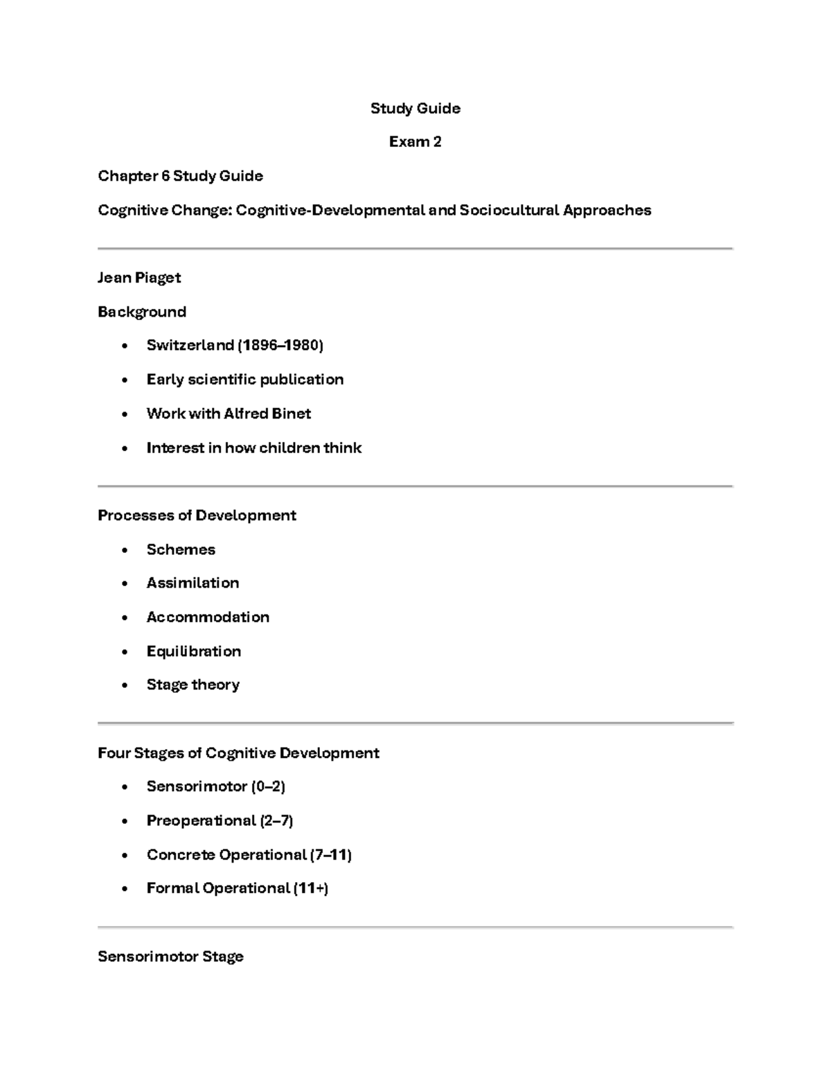 Study Guide: Exam 2 - Cognitive Change & Intelligence - Studocu