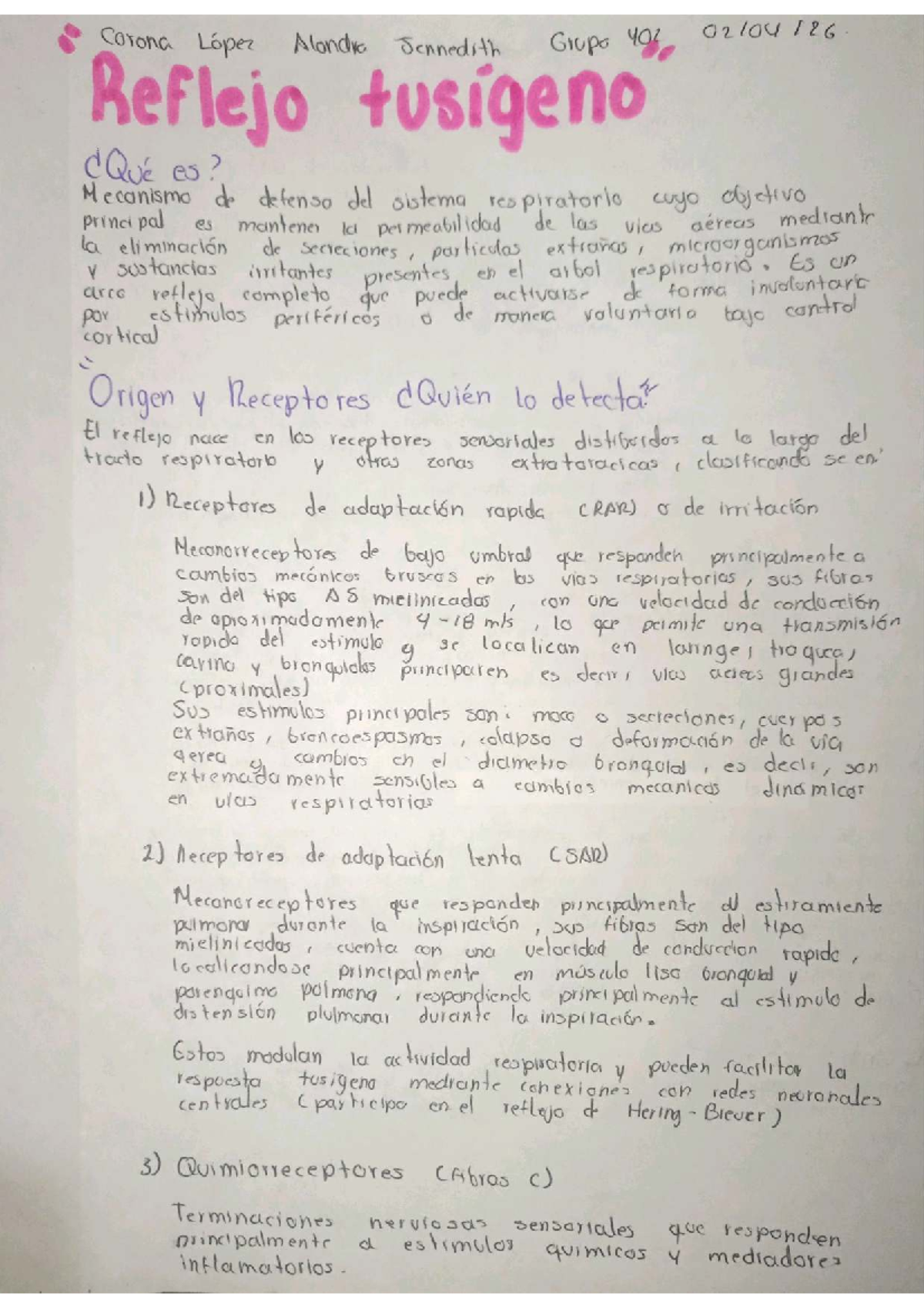 Reflejo Tusígeno en el Sistema Respiratorio - Medicina 7 COD S - Studocu
