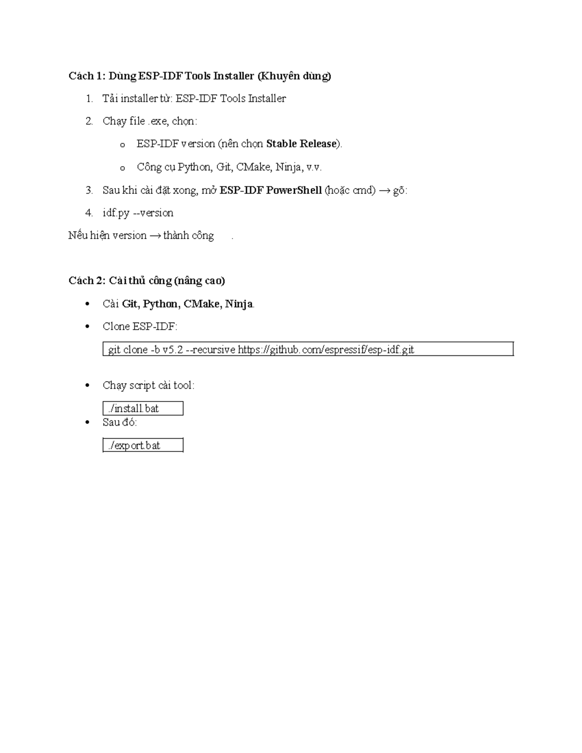 Cách cài đặt ESP-IDF - cài đặt IDF - Cách 1: Dùng ESP-IDF Tools ...