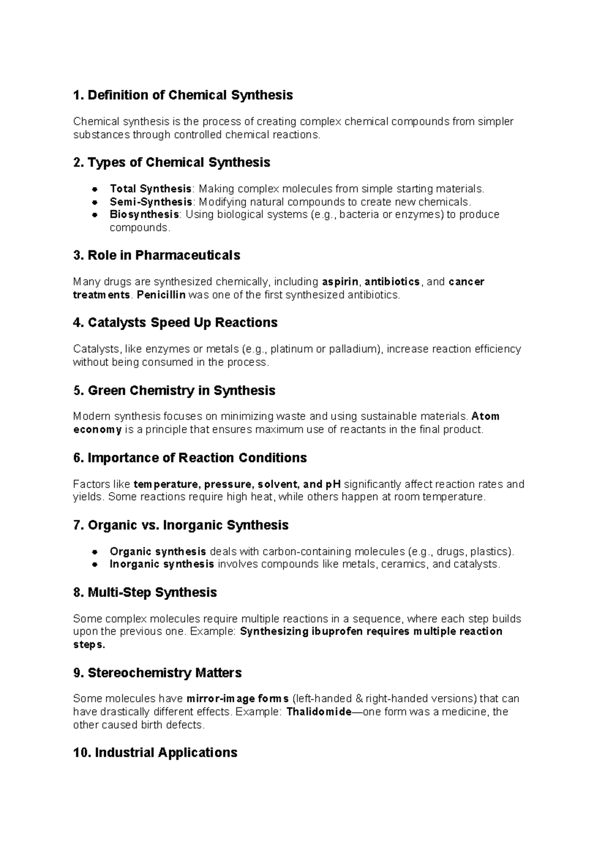 Untitled document - detailed notes - 1. Definition of Chemical ...