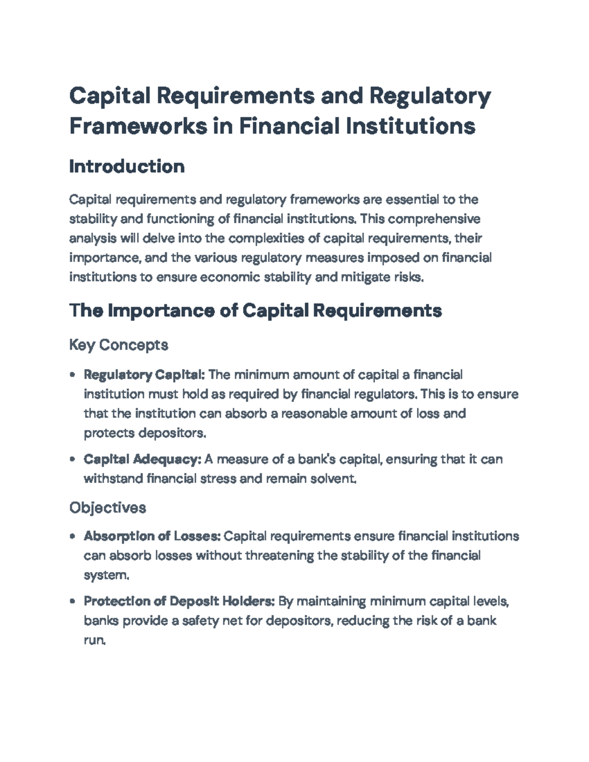 Capital Requirements & Regulatory Frameworks in Financial Institutions ...