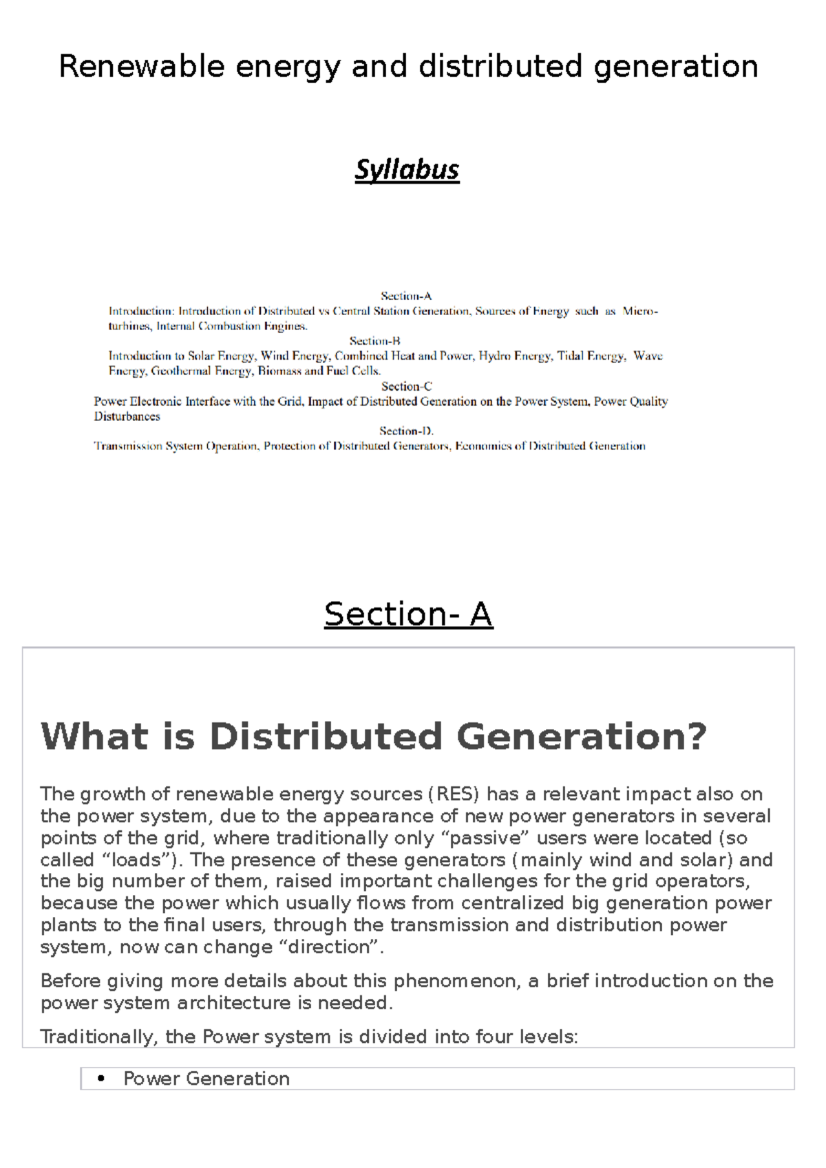 Distributed Generation and Renewable Energy Overview: Key Concepts ...