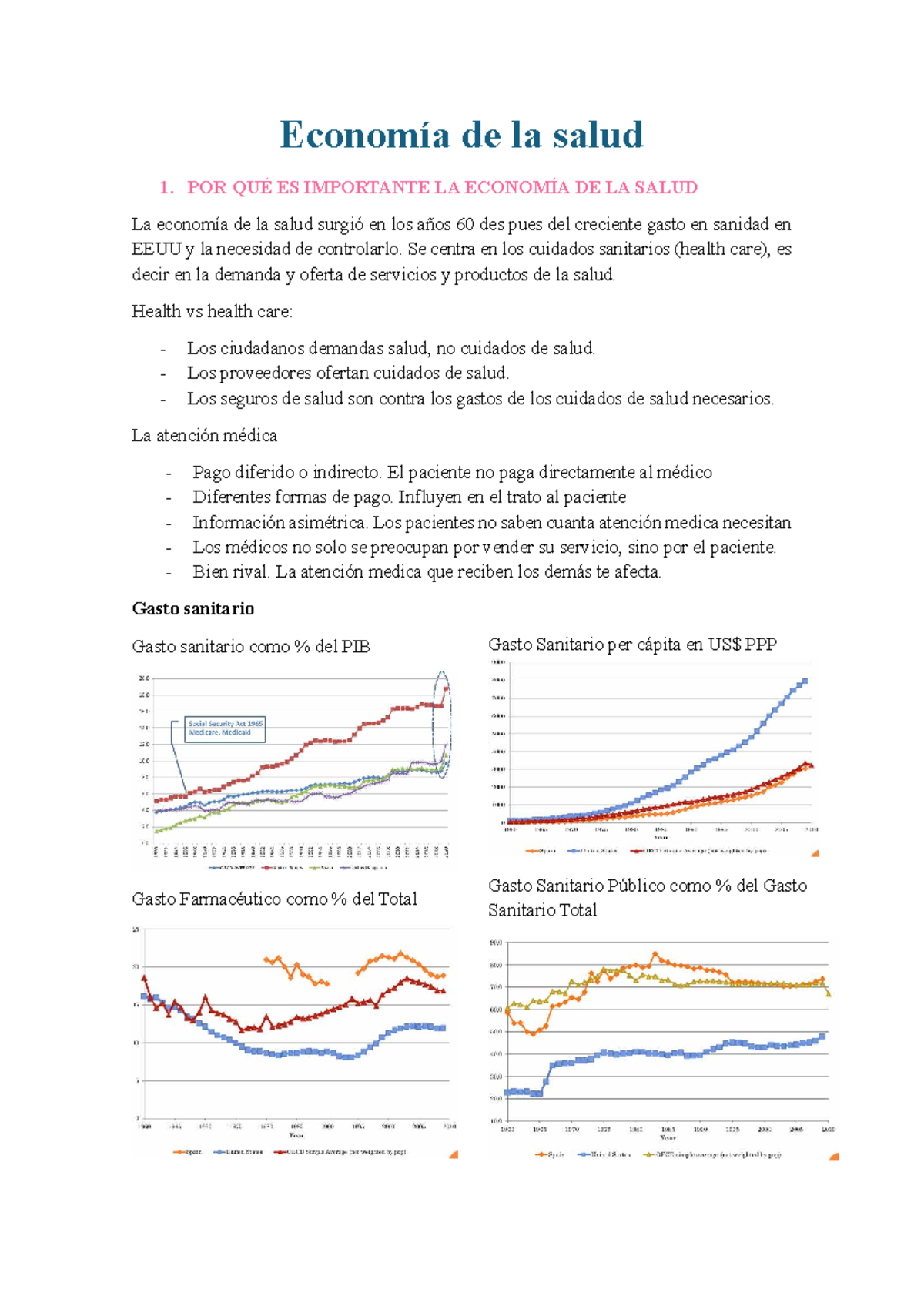 Economía de la Salud 1: Temas Clave y Análisis Económico - Studocu