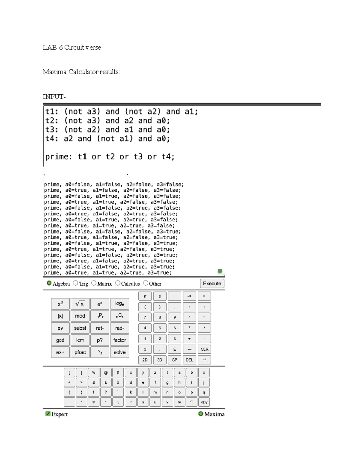 LAB 6 Circuit Summary: Prime Number Evaluation Results and Analysis ...