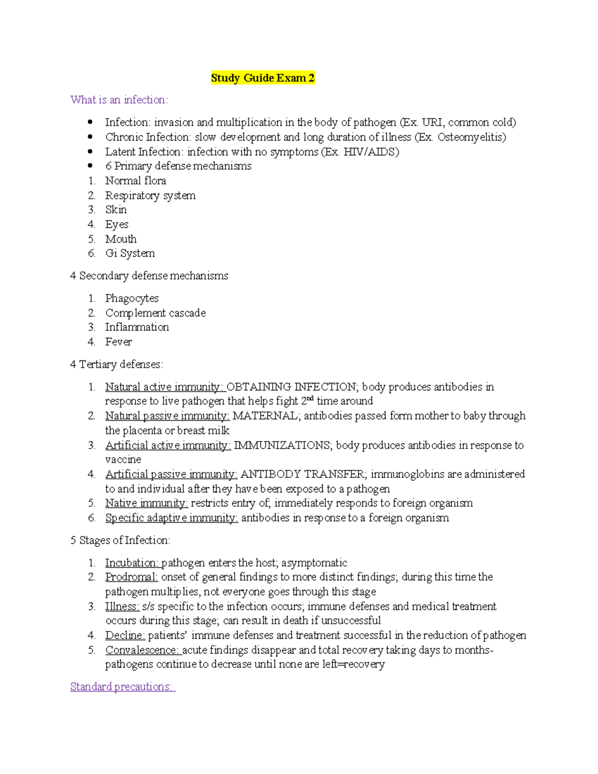 215 Exam 2 Study Guide: Understanding Infections and Pain Management ...
