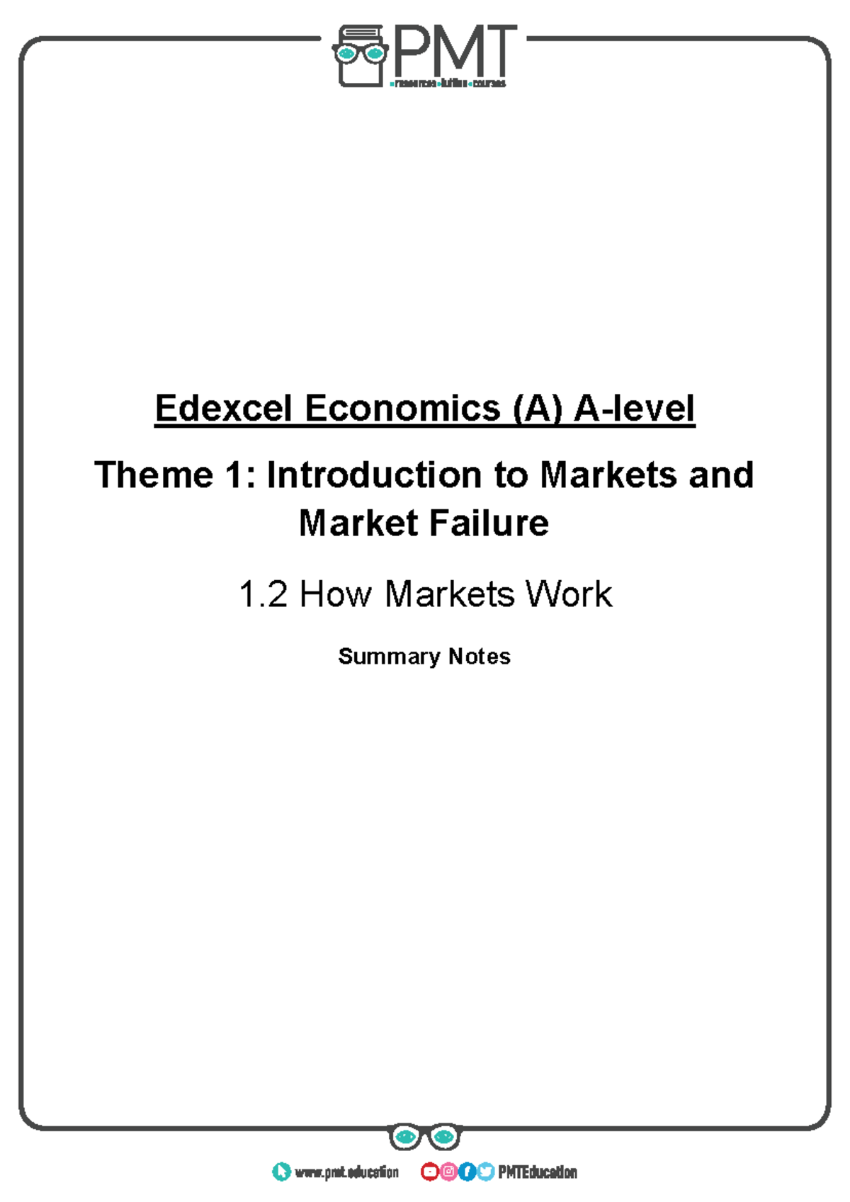 1.2 How Markets Work: Summary Notes for Edexcel Economics A-Level - Studocu