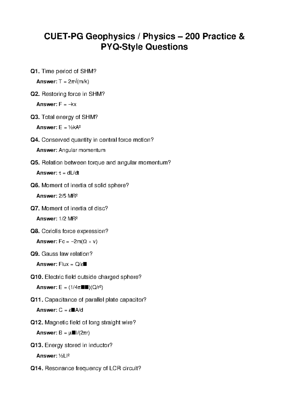 Geophysics PHYS 200 Practice Questions and Answers - Studocu