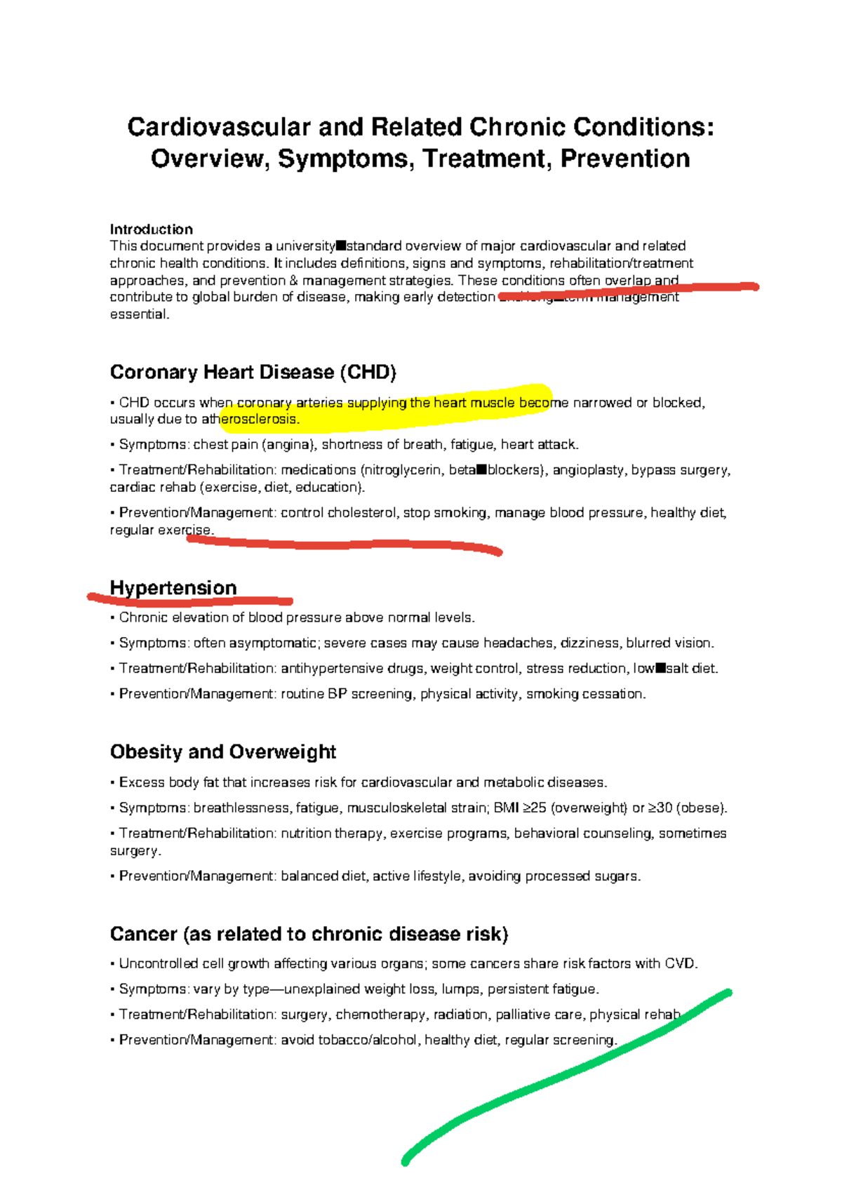 Cardiovascular Conditions Report: Overview, Symptoms & Treatments - Studocu