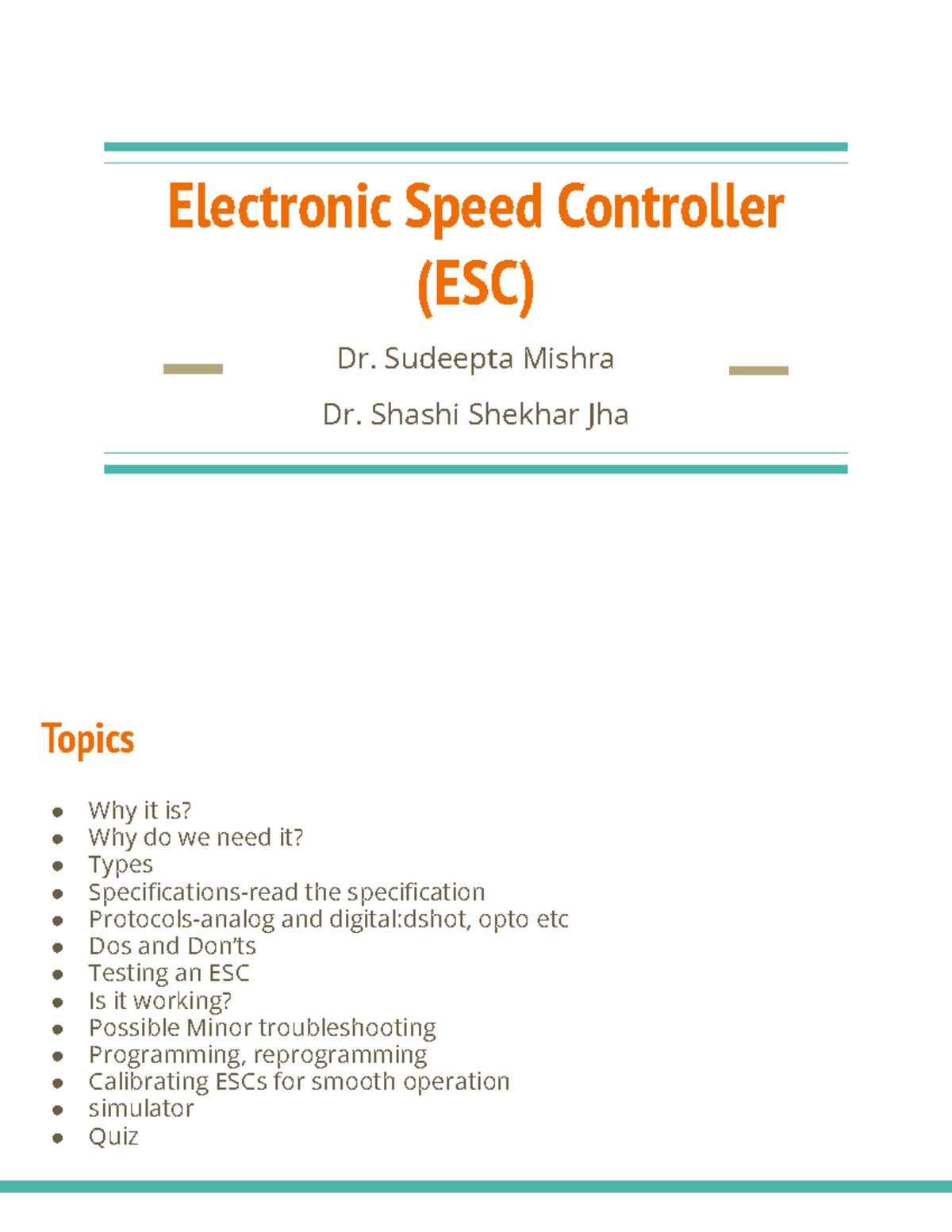 ESC Fundamentals and Troubleshooting - Uehh - Studocu