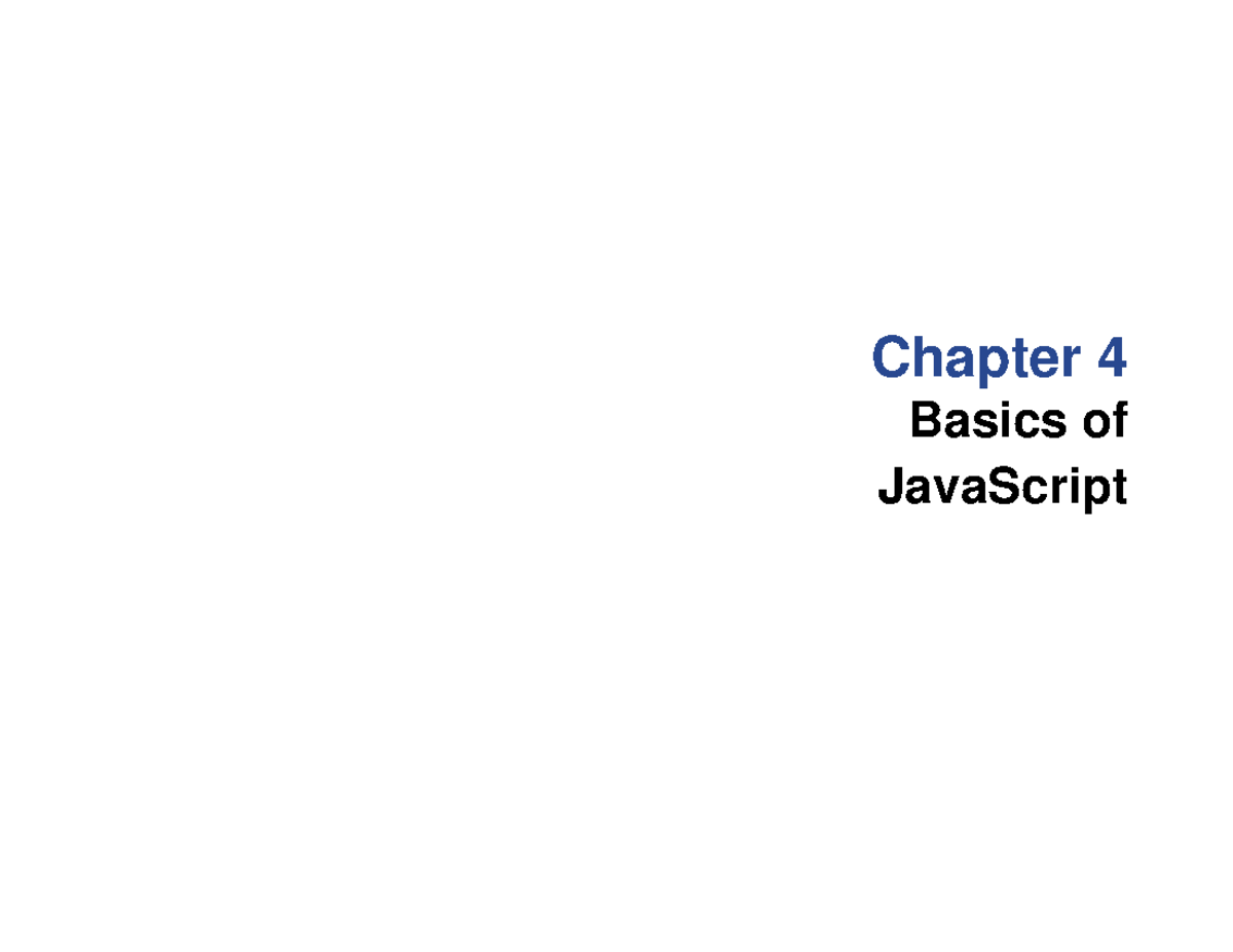 JavaScript Basics: Chapter 4 Overview (CS101) - Studocu