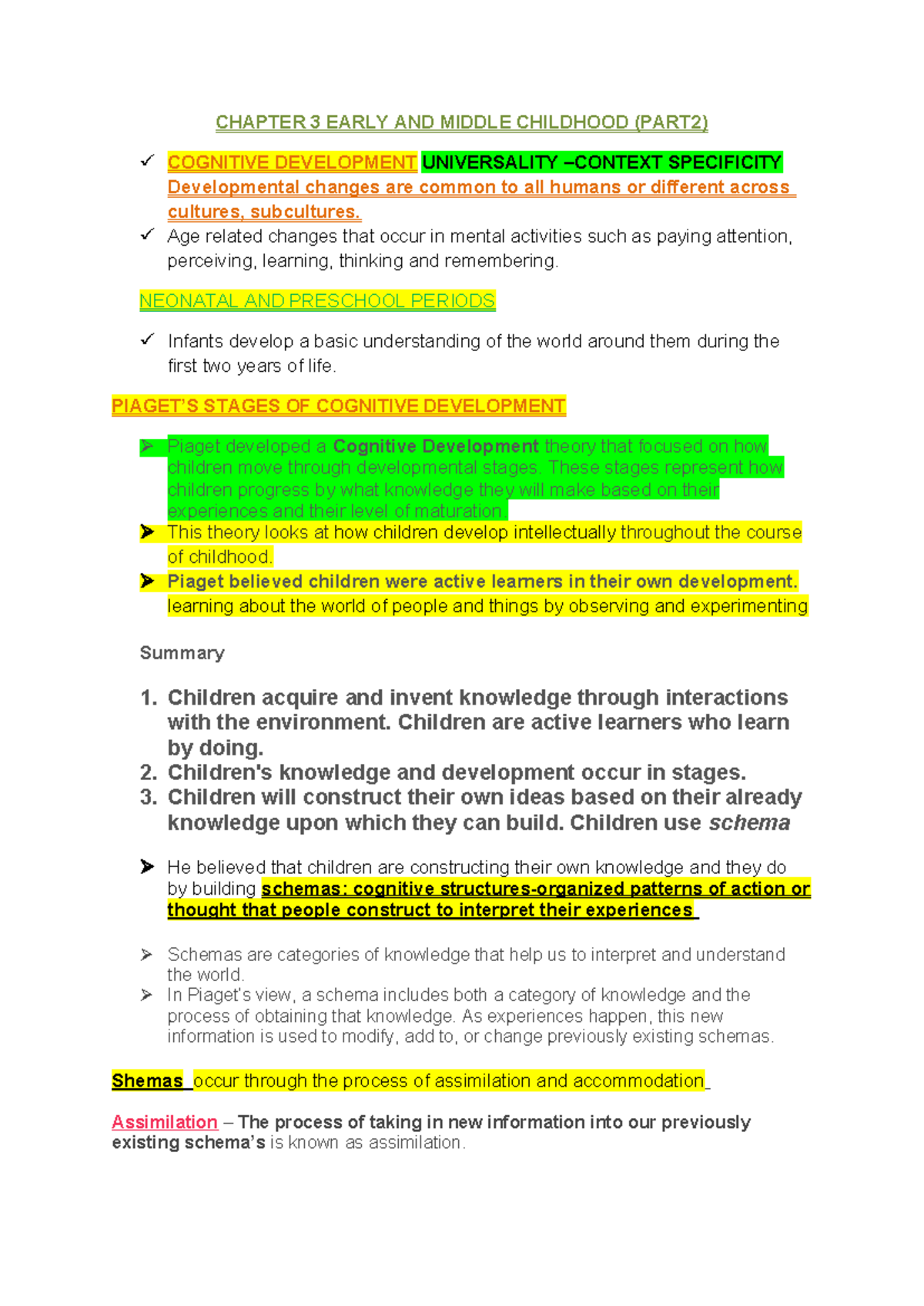 Chapter 3: Cognitive Development in Early & Middle Childhood - Studocu