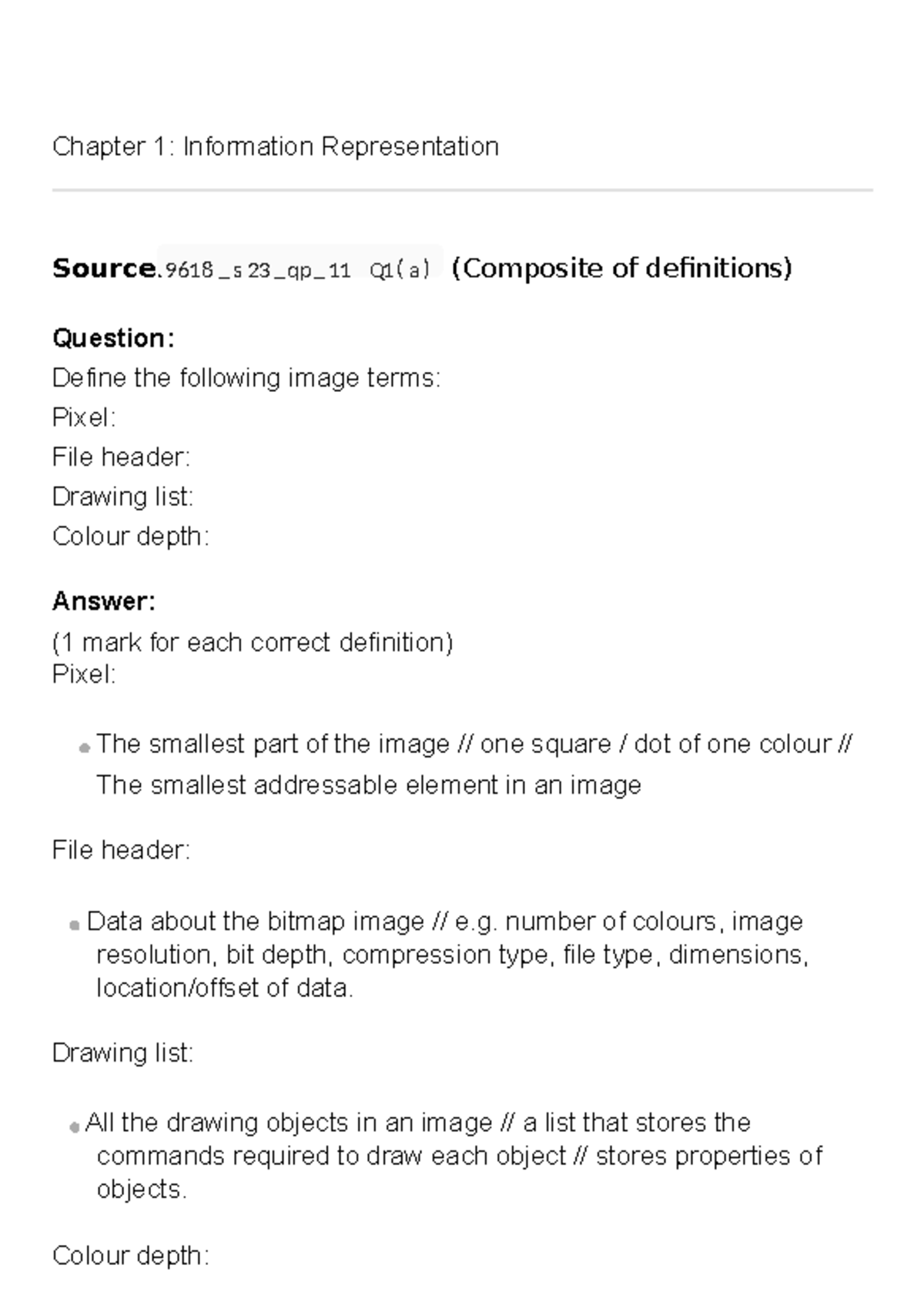 Chapter 1 & 2: Information Representation & Communication - 9618 Exam ...
