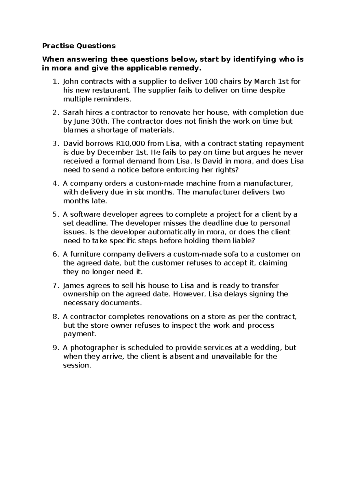 BSCI 111 Practice Questions on Mora and Remedies - Studocu