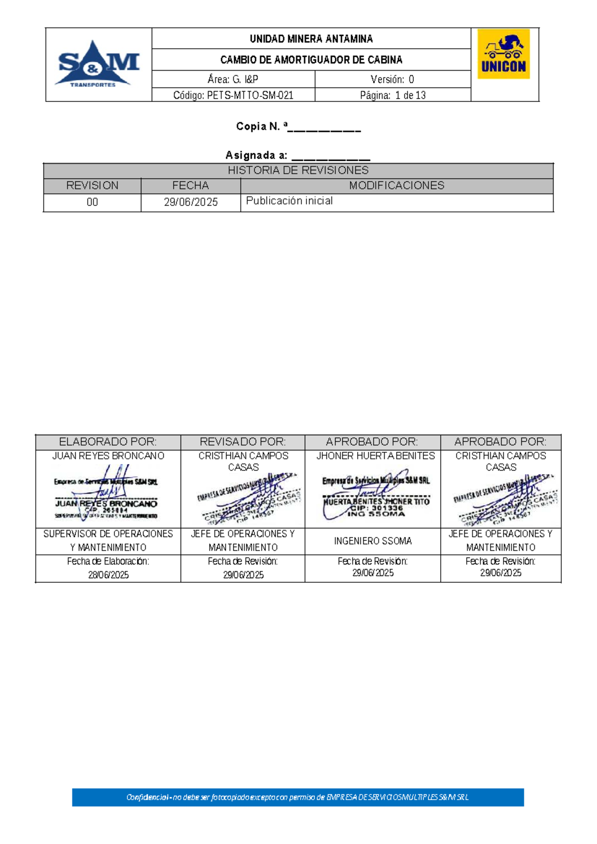 Cambio de Amortiguadores de Cabina - UNIDAD MINERA ANTAMINA (PETS-MTTO ...