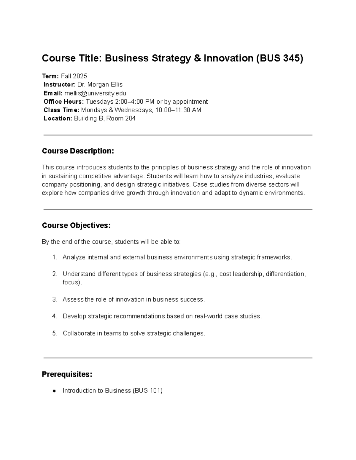 Business Strategy & Innovation Overview (BUS 345) - Studocu
