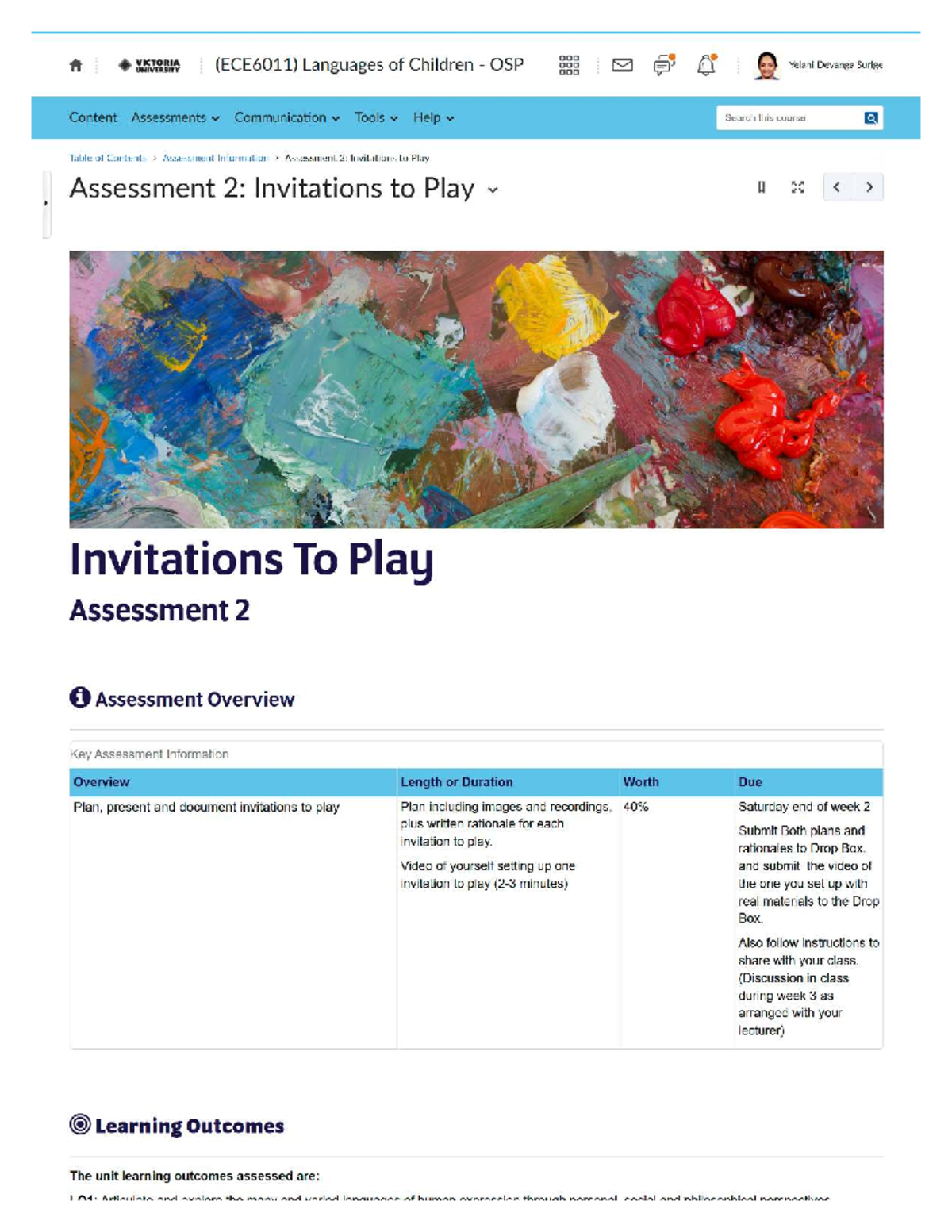 ECE6011 Assessment 2: Invitations to Play Overview and Guidelines - Studocu