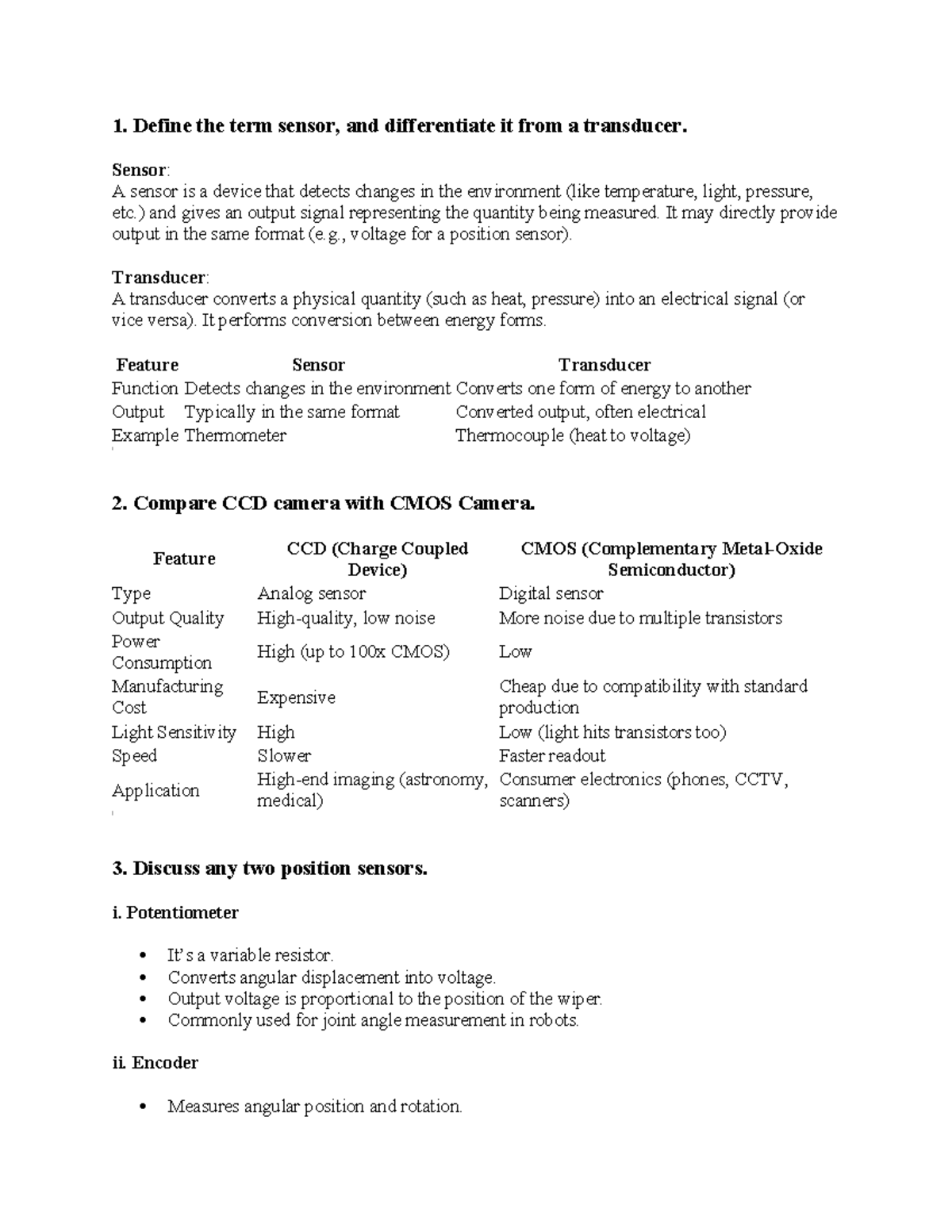 Mod 2 Sensors - Notes on Types, Characteristics, and Applications - Studocu