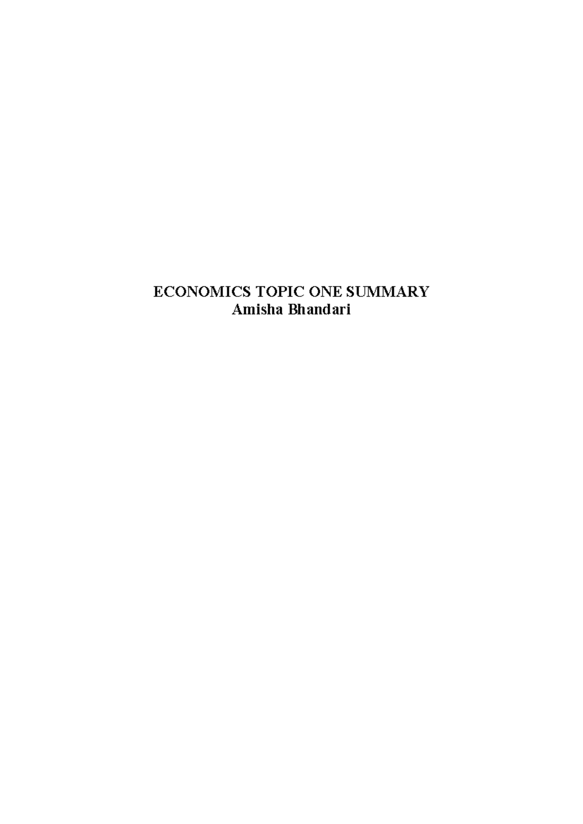 ECO 101 Final Exam Summary: Economics, Scarcity, and Choices - Studocu