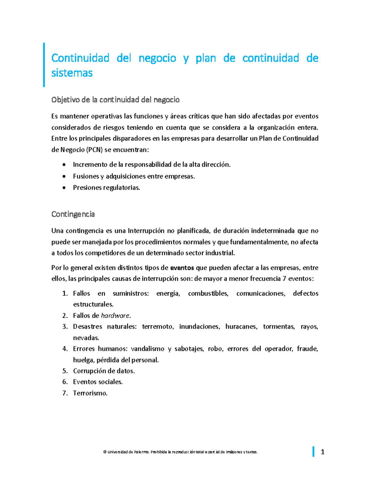 0295 APU: Plan de Continuidad de Negocio y Sistemas 212Q - Studocu