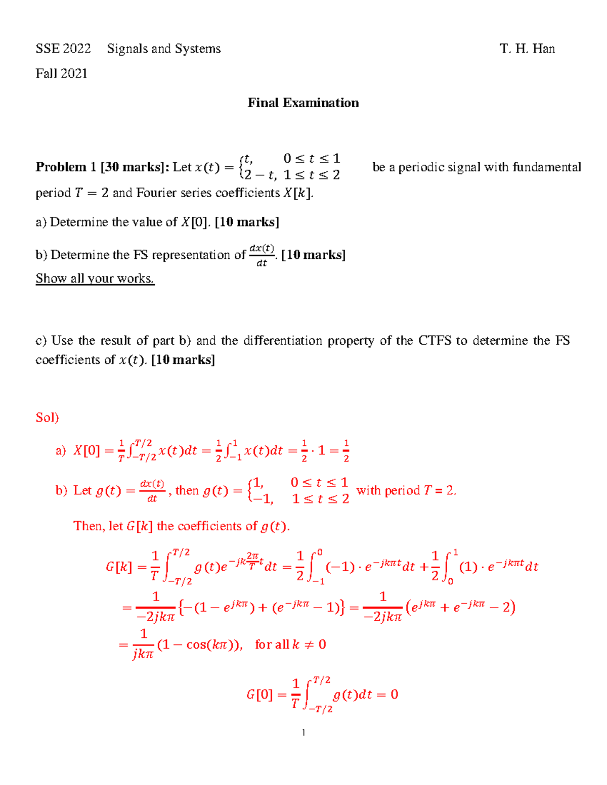 SSE 2022 Signals and Systems T. H. Han Fall 2021 Final Exam solutions ...