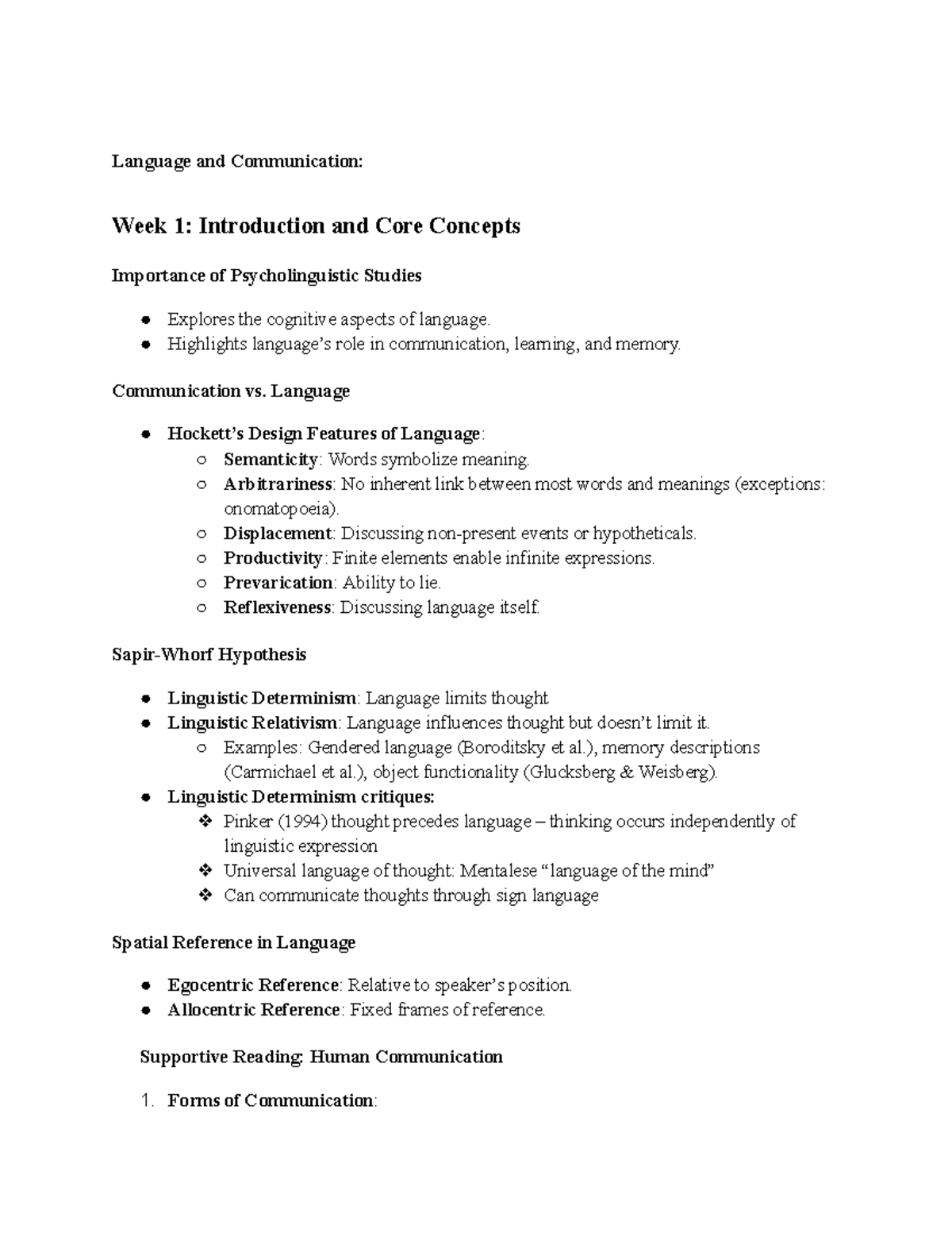 L&C 101: Summarized Notes on Language & Communication Key Points Exam ...