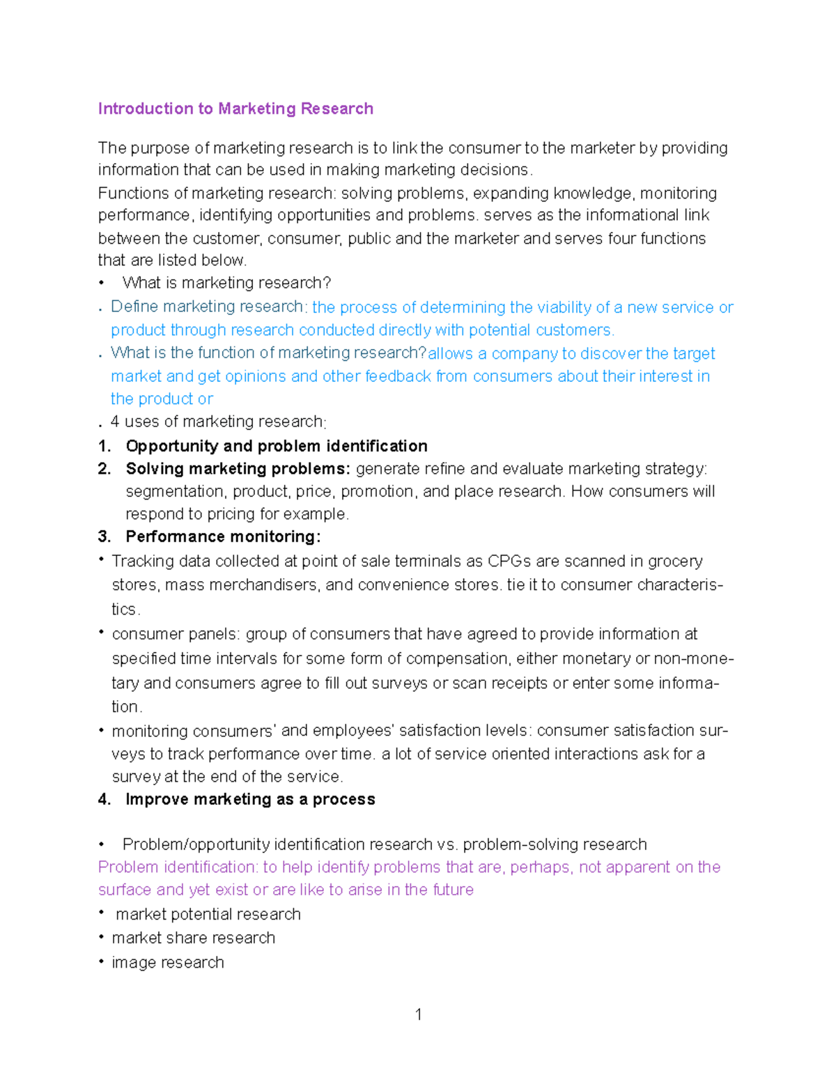 MKTG 101: Exam 1 Study Guide for Marketing Research Principles - Studocu