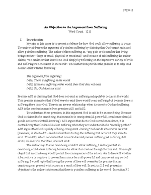 Phil 1 Essay #1 - Exemplar paper - The Argument for Control Over One’s ...