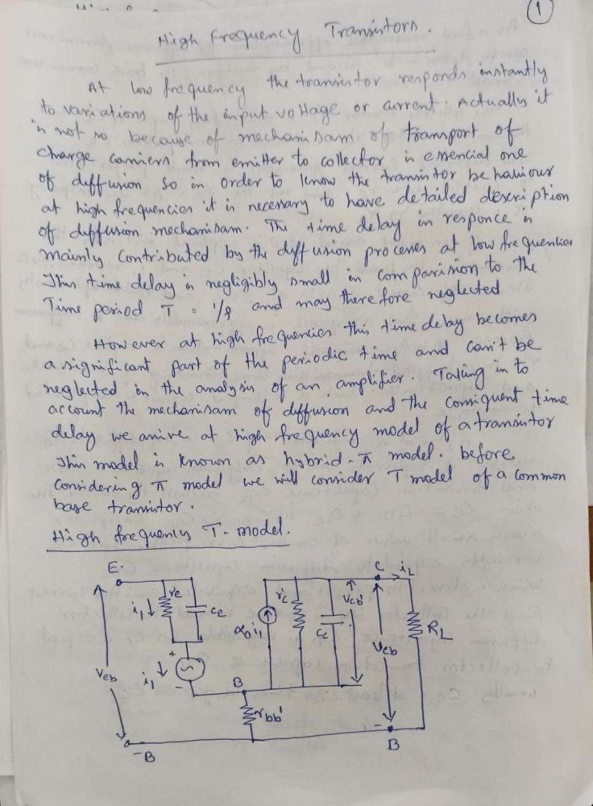 High Frequency Transistors: ECA Class Notes on Diffusion Mechanisms ...