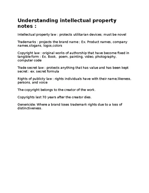 Intellectual Property - Study Notes & Assignments - Studocu